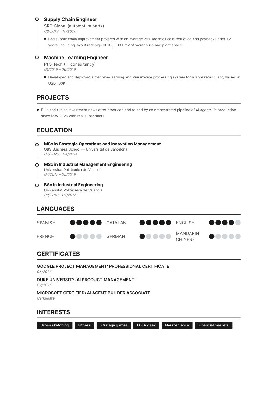 CV, page 2